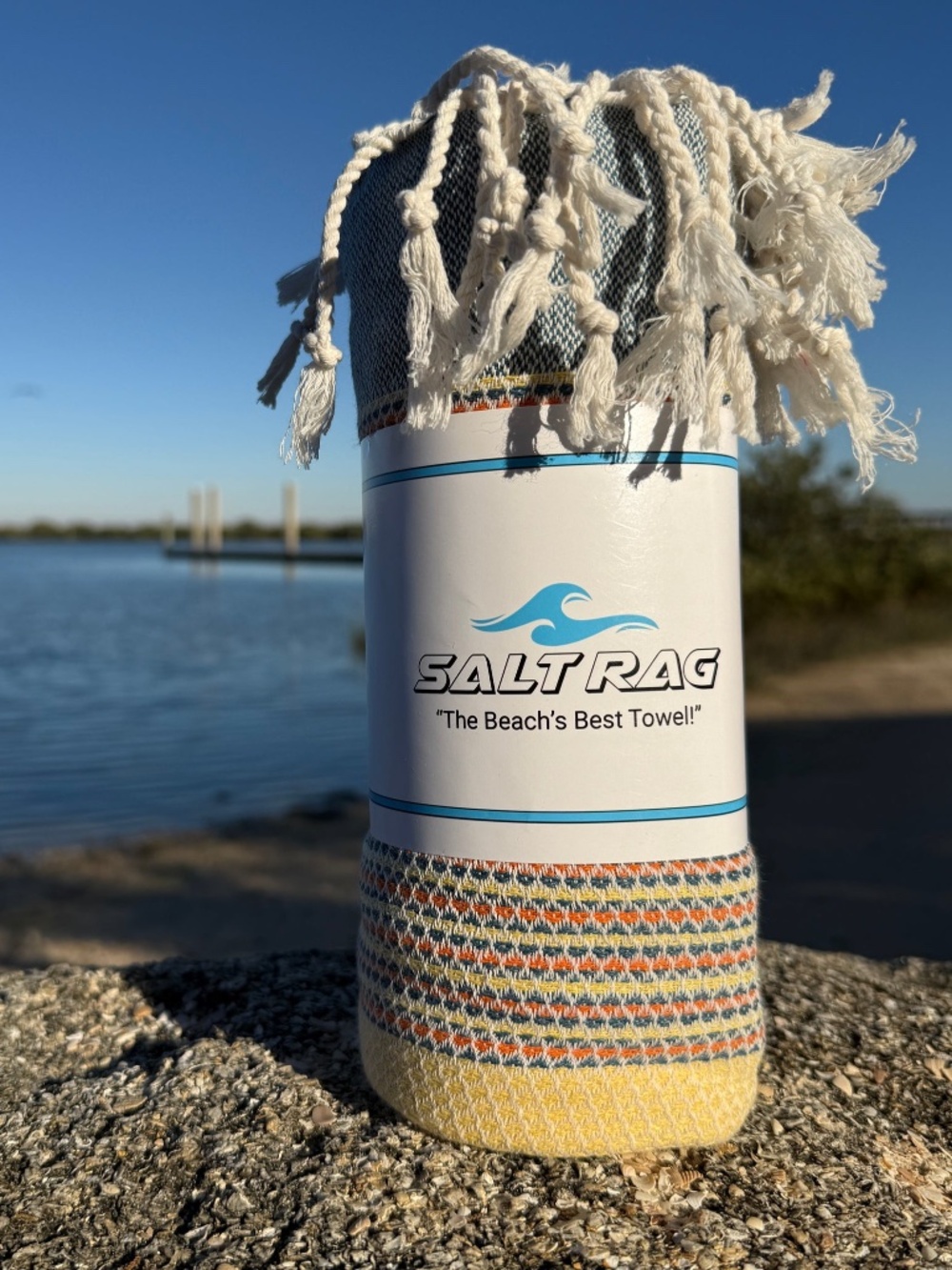 The Angler Rag — Yellow Salt Rag™ Sand-Resistant Turkish Beach Towel - Picture 2 of 6